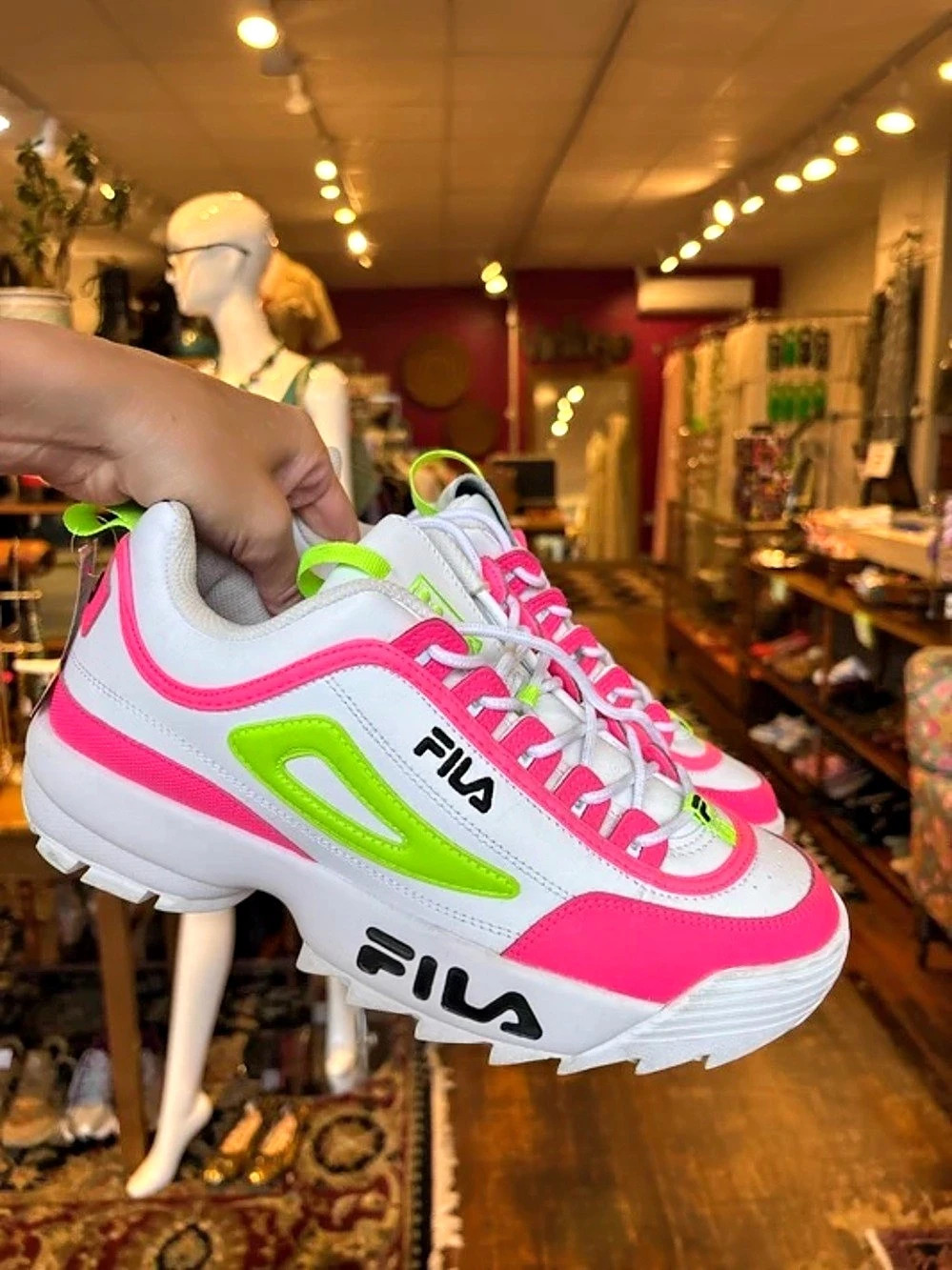 FILA Disruptor II Premium White/Knockout Pink/Green Gecko